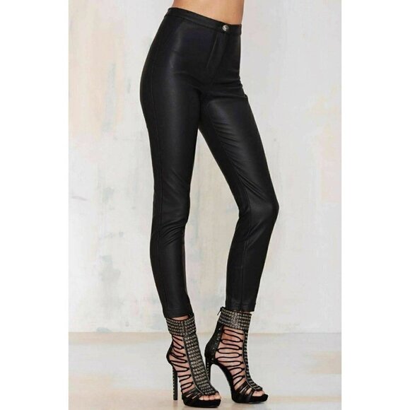 The Fifth By Nasty Gal Pants - Nasty Gal The Fifth Women's Black Don't Go Away High Vegan Leather Skinny Pants